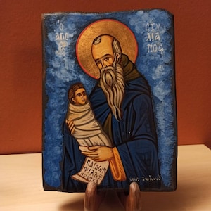 Saint Stylianos (Άγιος Στυλιανός) hand painted Greek Orthodox Byzantine icon.