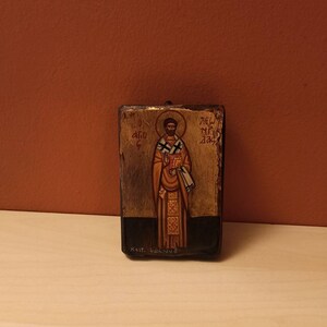 Saint Leonidas, hand painted Greek Orthodox Byzantine icon.