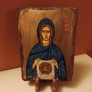 Saint Veronica (Αγία Βερονίκη) hand painted Orthodox Byzantine icon.