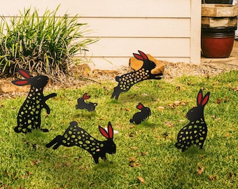 Handmade Metal Boxing Hares Garden Outdoor Sculpture Garden - Etsy