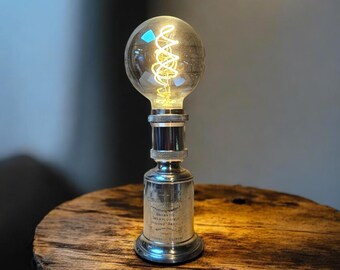 Vintage Silver Pigeon Lamp with Gray Gradient Filament LED Bulb