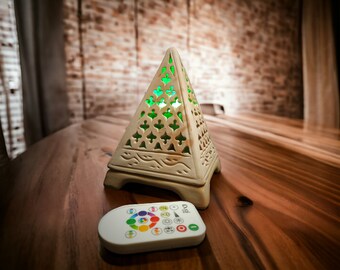 Pyramid Tealight Lamp Terracotta Led Bulb Changeable Colors with Remote Control Upcycling
