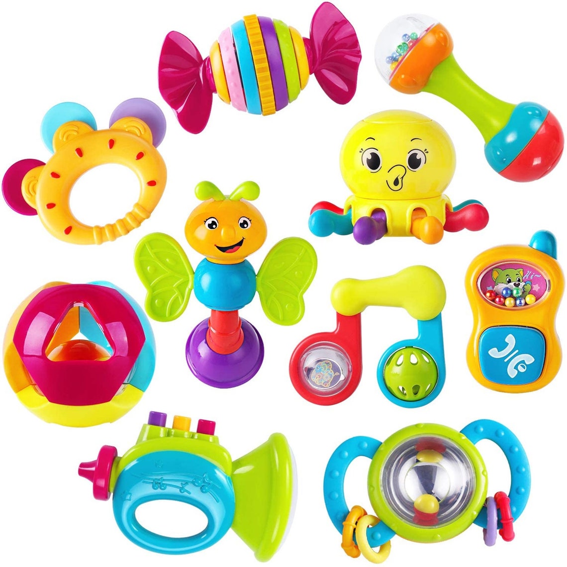 10pcs Baby Rattle Toys Infant Shaker Teether Grab and Spin Etsy