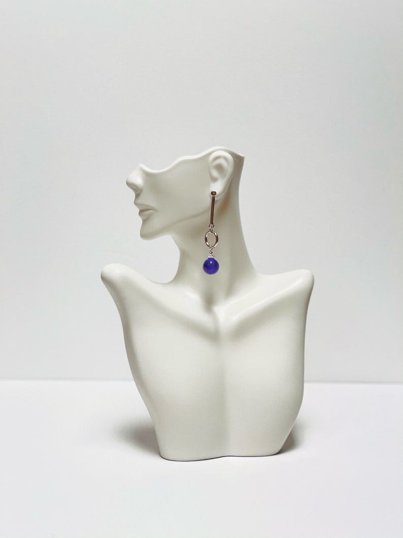Purple Planet Long Drop Bar Earring