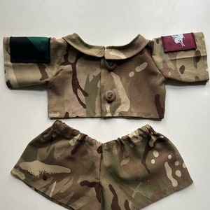 Button Up Personalised Teddybear Clothes | Military | Army | Air Force | Navy | Marines | MILSO |