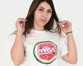 Unisex Tshirt Cyprus Masa ti Pattixa tzai ftistin kokkona/ Parody NASA Logo Vegan version/Quality print DTG Direct/100% Cotton/ Size Medium