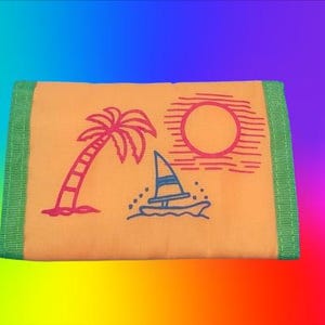 Cartera unisex vintage de los años 90/ Nuevo/Naranja -Bloque de color verde/Pequeño bolsillo minimalista para rascar/Monedero plegable/Regalo perfecto/Estilo retro/Regalo