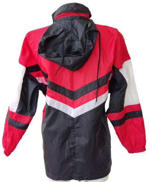 Vintage Waterproof Rain jacket/ Red Black White Col… Gem