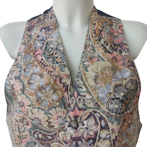 Precioso chaleco floral de algodón vintage de los años 80-90/ Marca:7 pasos al cielo/ Chaleco unisex/Llamativo/Ropa hippie/Regalo perfecto/ Tamaño(1)Pequeño