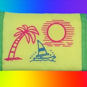 Cartera unisex vintage de los años 90/ Nuevo/ Bloque de color amarillo-verde/ Pequeño bolsillo minimalista para rascar/Monedero plegable/Regalo perfecto/Estilo retro/ Regalo