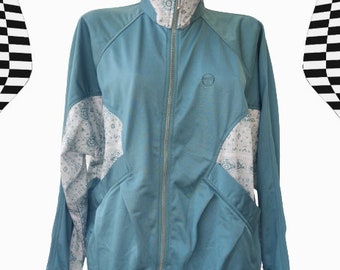 Vintage Unisex Jacket/ Sergio Tacchini / Green Light Sacramento with great print/ 80s-90s Retro Tennis / Rave/ Festivals/ Party/ Size Medium
