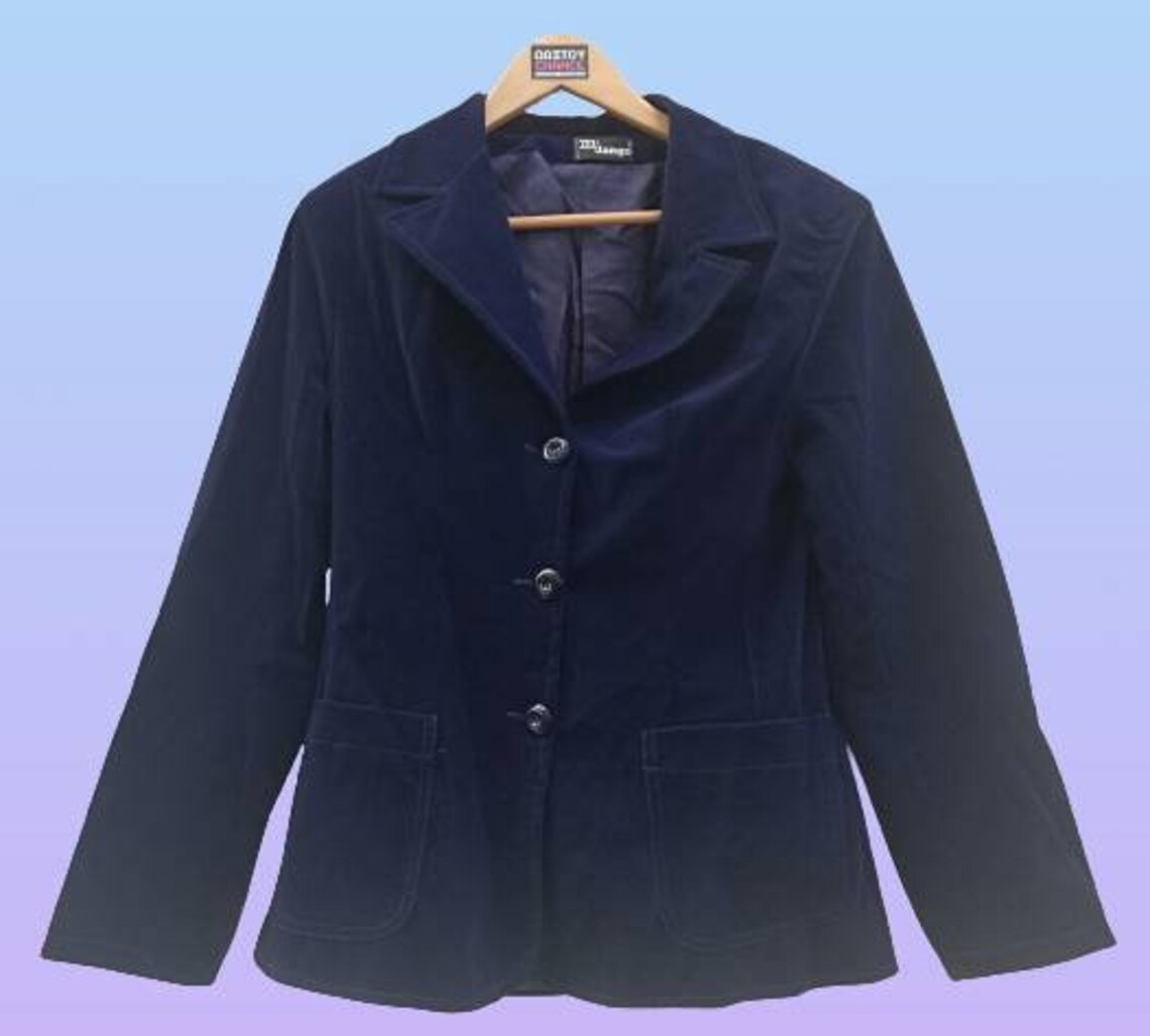 Vintage Blue Velvet women's blazer/ Brand Nat Jango / Made Etsy