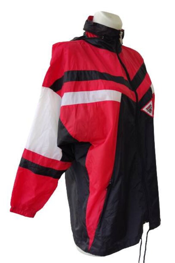 Vintage Waterproof Rain jacket/ Red Black White Col… Gem