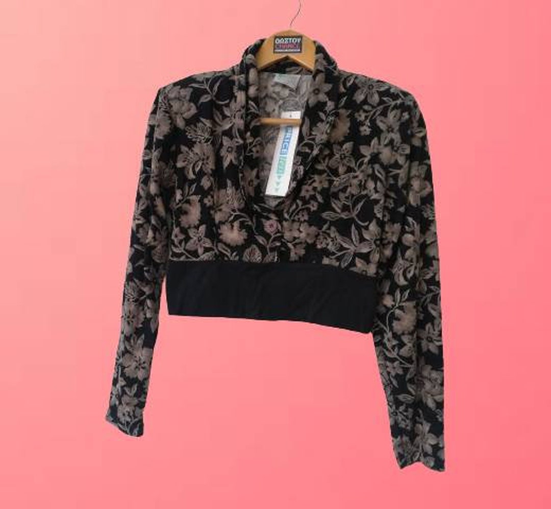 Beautiful Women's Vintage Crop Top / Brand VARIANTI / Black and Beige