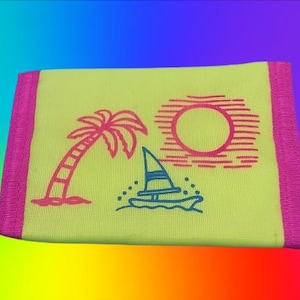 Vintage 90er Jahre Unisex Geldbörse/ Brandneu/ Orange -Grün Colorblock/ Kleine Minimalist Kratzer Tasche/Faltbare Geldbörse/Perfektes Geschenk/Retro Stil/Geschenk