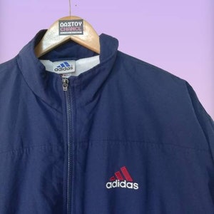 Vintage Adidas Track jacket/ Unisex Sport windbreaker/  Dark Blue/ 3 Stripes classic jumper/ For 90s Lovers / Perfect gift/ Size Medium