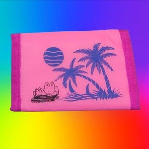 Cartera unisex vintage de los años 90/ Nueva a estrenar/ Bloque de color rosa-azul Pequeño bolsillo minimalista para rascar/Cartera plegable/Regalo perfecto/Estilo retro/Regalo