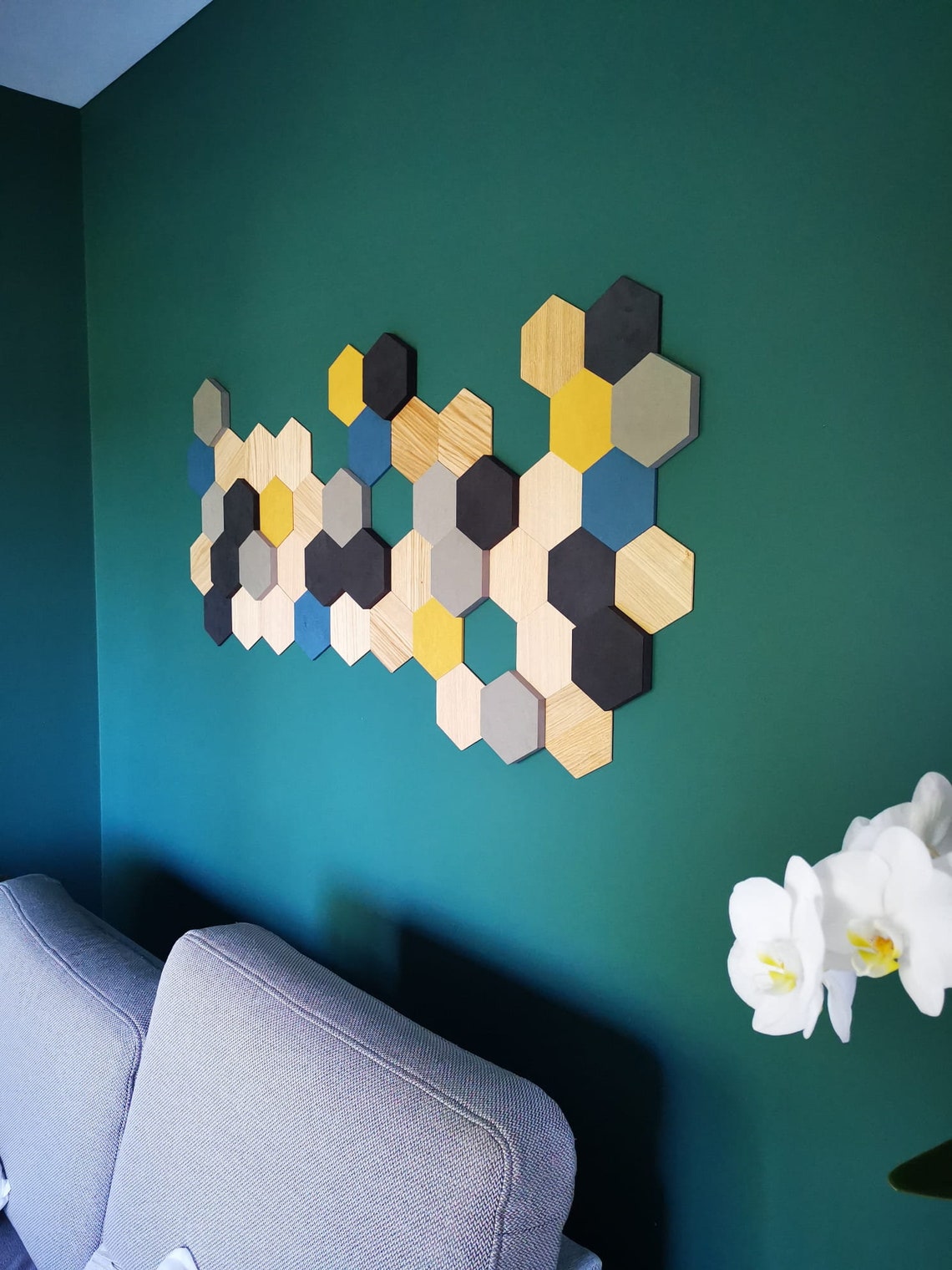 Wooden Wall Decor 3d Panels Hexagon Tiles 3D Wood Panel Etsy