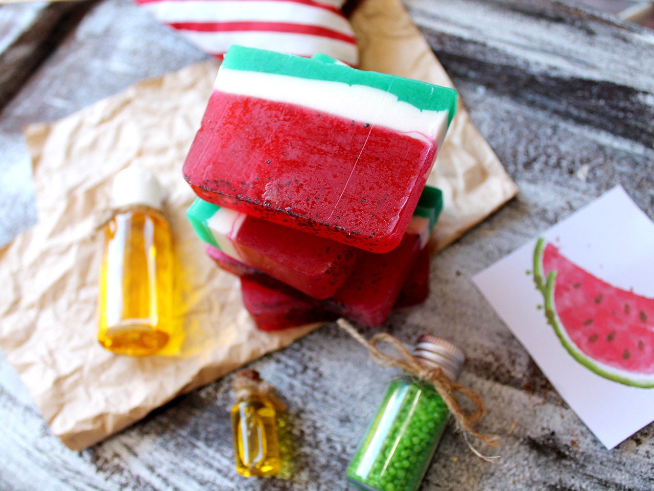 Natural Handmade Soap bar Watermelon Homemade Soaps Bar Etsy