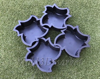 Maple leaf SET  4, 6, 8, 10, 12 or 14  -  plastic molds for concrete paving slabs, Concrete garden stepping stone, Path Yard, garden walkway