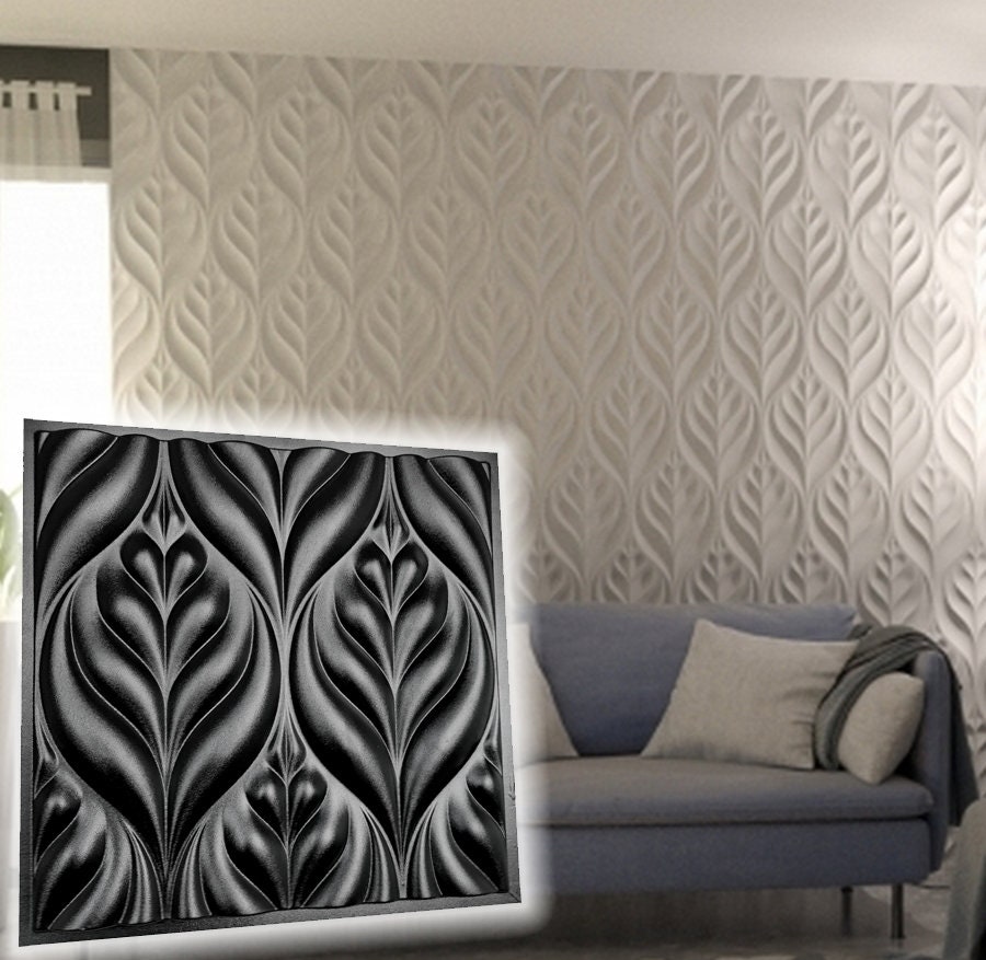 feuilles - moule en plastique panneau 3d pour la fabrication à partir de plâtre | gypse ou béton panneaux muraux décoratifs