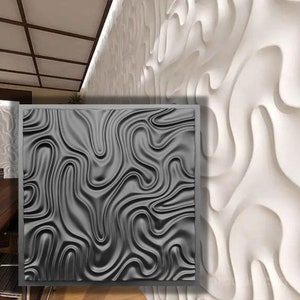 3D panel Mold for gypsum, plaster or concrete tile for decorative wall panels, 3D mold for plaster decorative wall panels &quot;Fusion&quot;