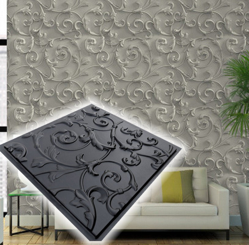 lily - panneau 3d moulé en plastique pour la fabrication à partir de plâtre | gypse ou béton panneaux muraux décoratifs