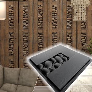 Stones in the wood- Plastic mold 3D Panel for manufacture from plaster (gypsum) or concrete - decor wall panels