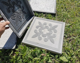 Molde de plástico para flores: losas de hormigón para caminos de jardín y escalones