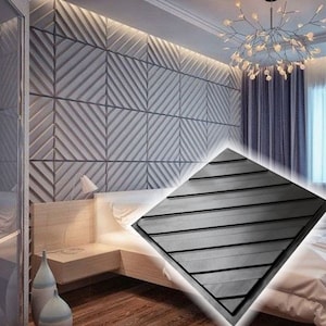 3D panel Mold for gypsum, plaster or concrete tile for decorative wall panels, 3D mold for plaster decorative wall panels &quot;Lines&quot;
