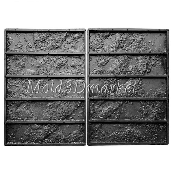 Concrete Wall Cap Mold - Slate Texture Rubber Mold 23.5x14x2 Inches For Seat Walls