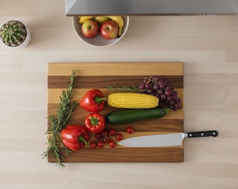 Tabla de cortar de roble - Bloque de carnicero de madera hecho a mano, decoración rústica de cocina, cocina ecológica