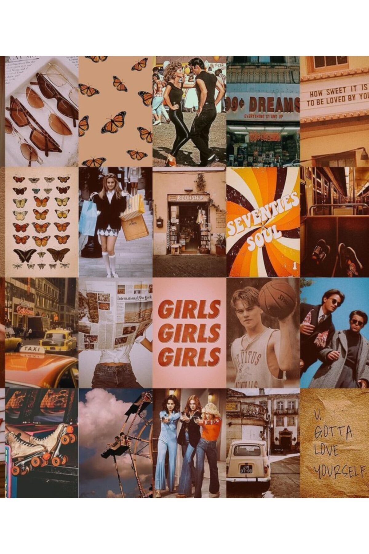 70PCS Vintage Wall Collage Kit Aesthetic Pictures 4x6 ,warm Color Room