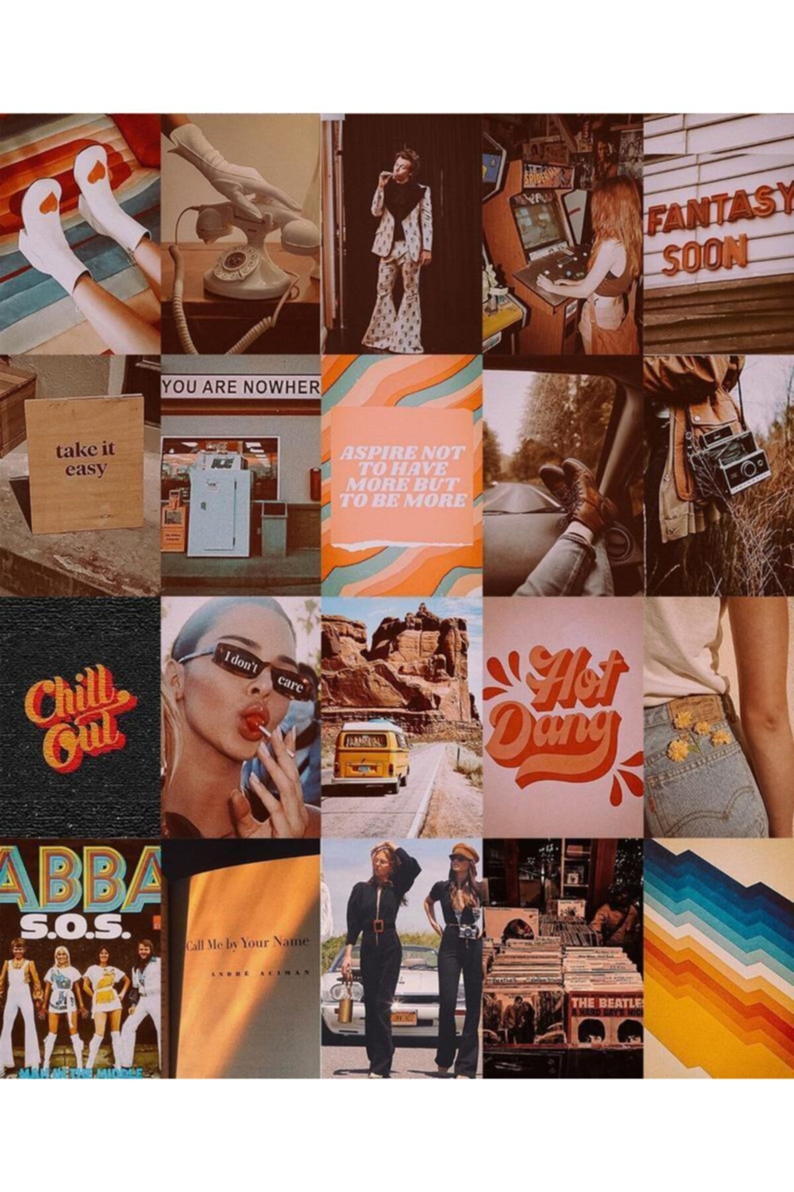 70PCS Vintage Wall Collage Kit Aesthetic Pictures 4x6 ,warm Color Room