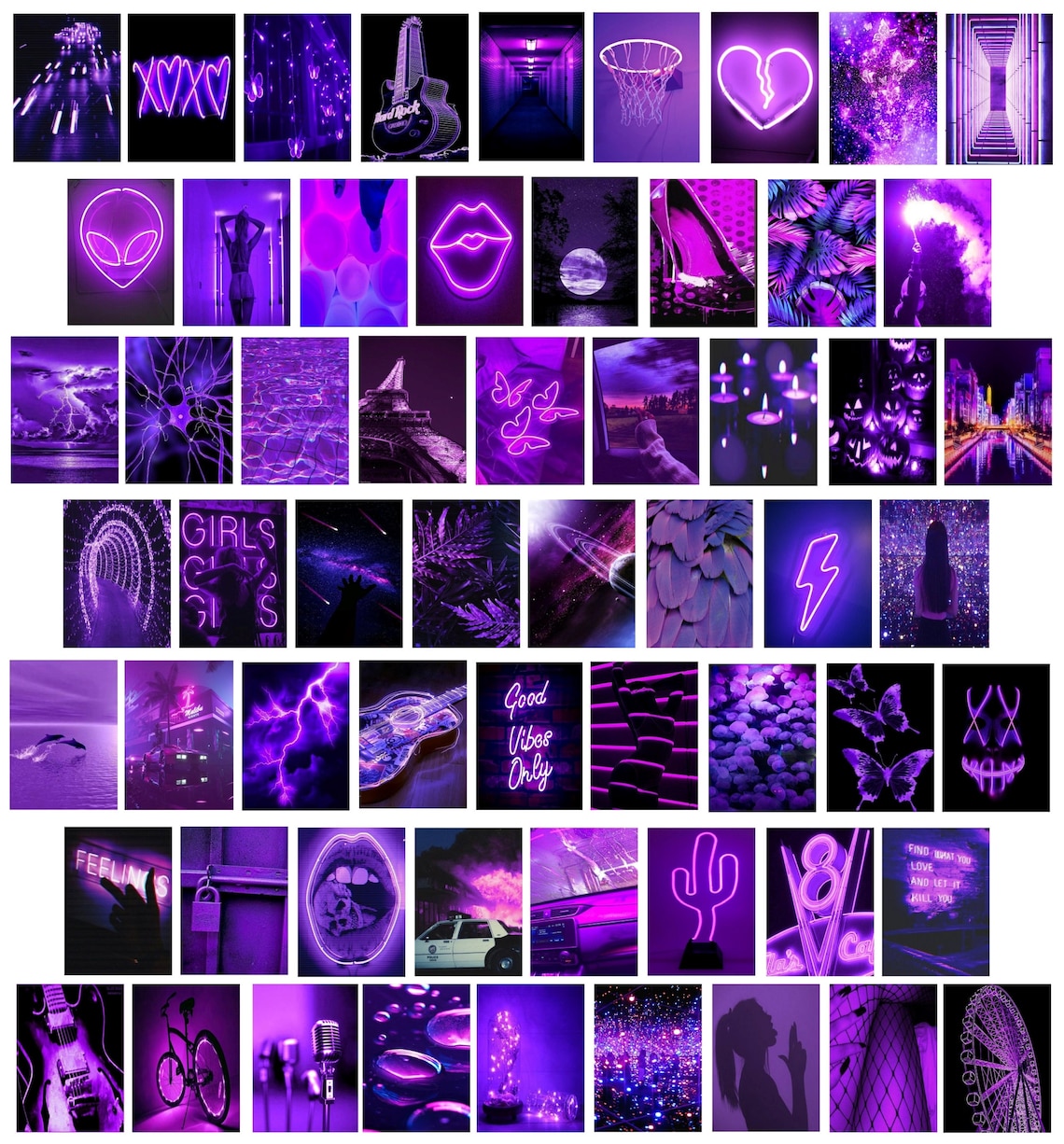 60PCS Neon Purple Wall Collage kit Aesthetic PicturesWarm | Etsy