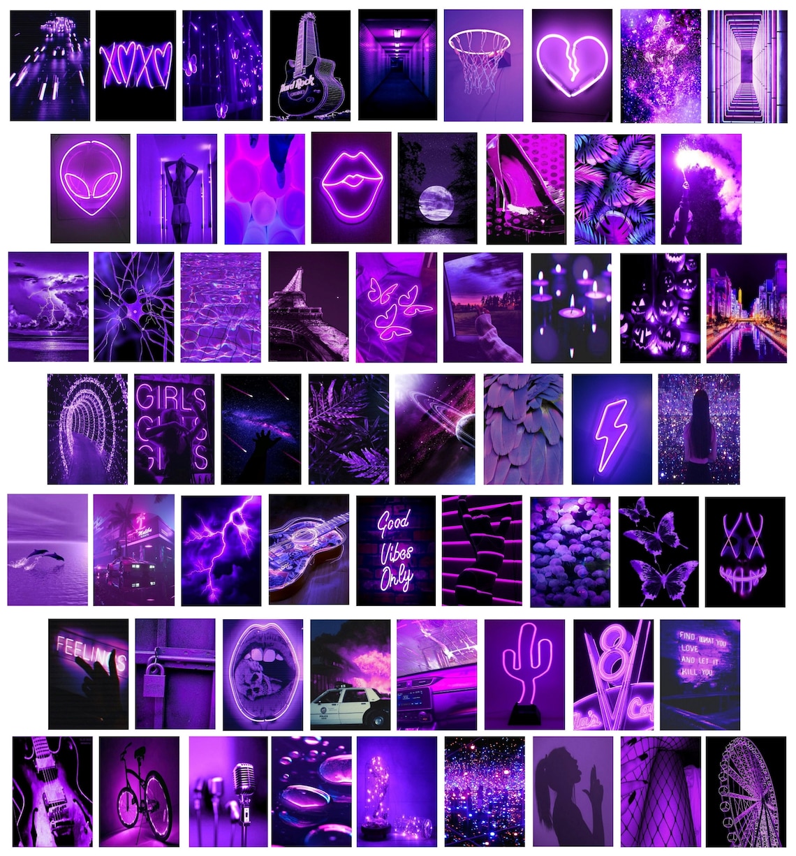 60PCS Neon Purple Wall Collage kit Aesthetic PicturesWarm Etsy