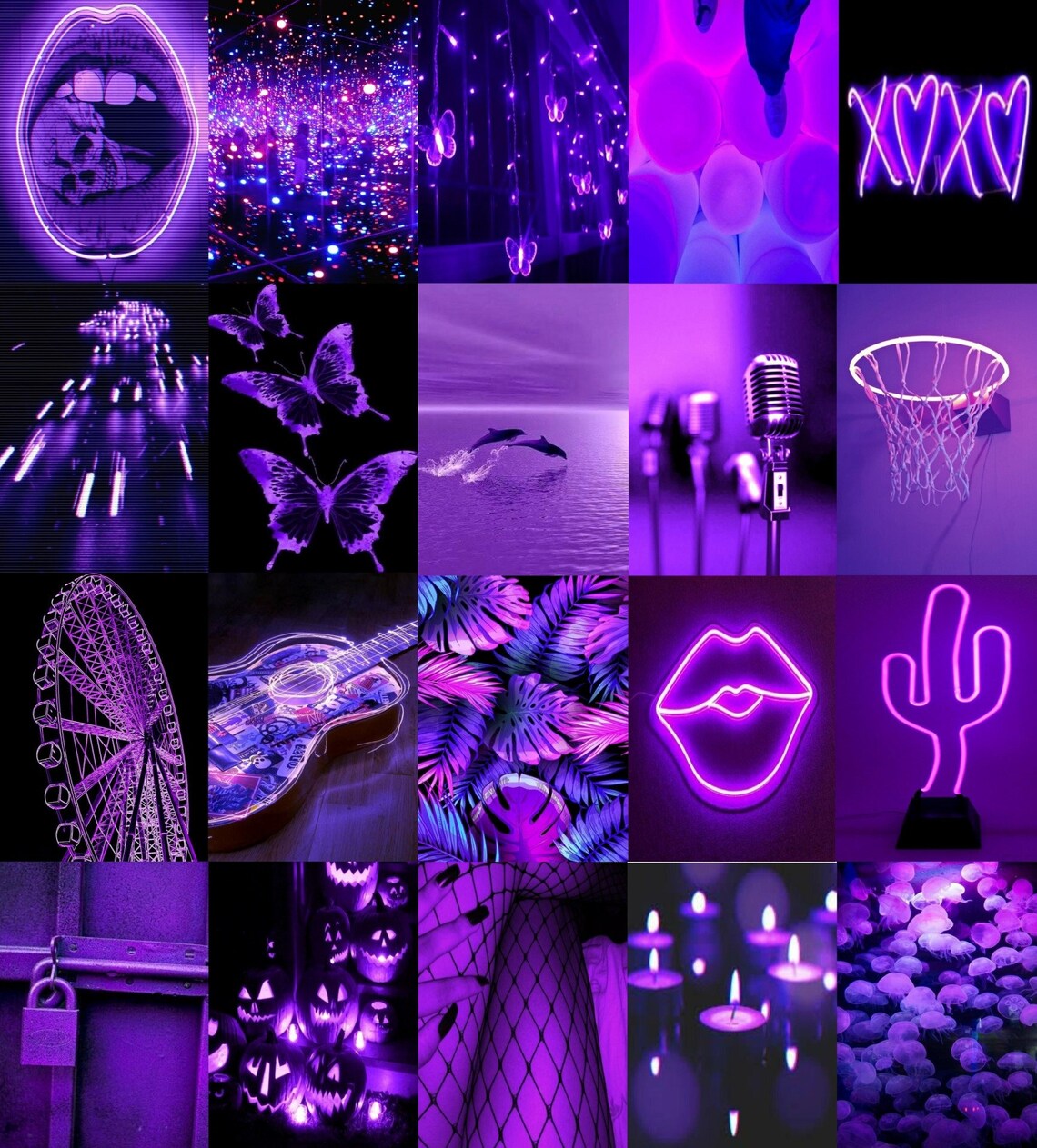 60PCS Neon Purple Wall Collage kit Aesthetic PicturesWarm | Etsy