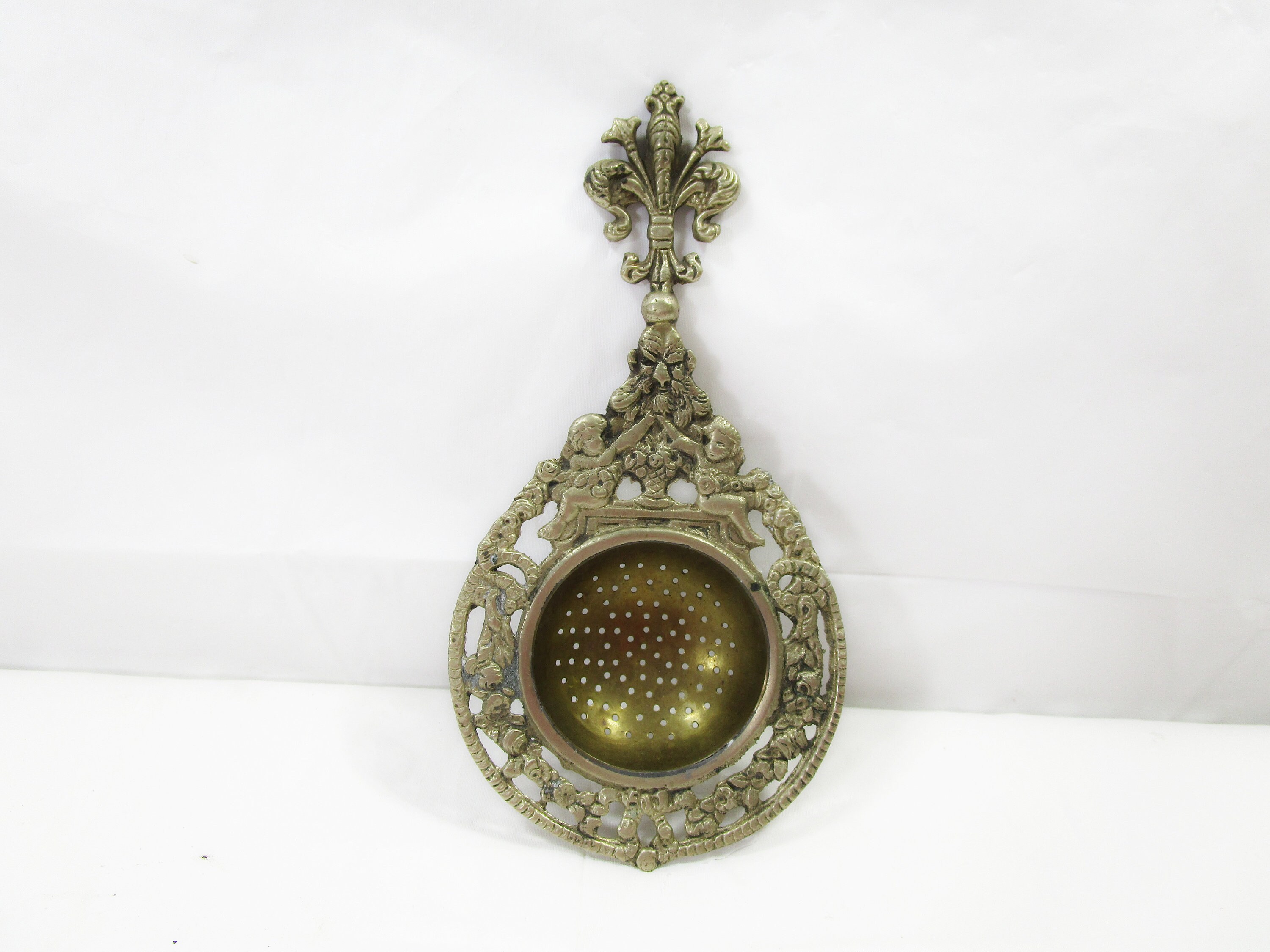 Vintage Tea Strainer Ornate Brass Tea Strainer Cherubs Tea Etsy