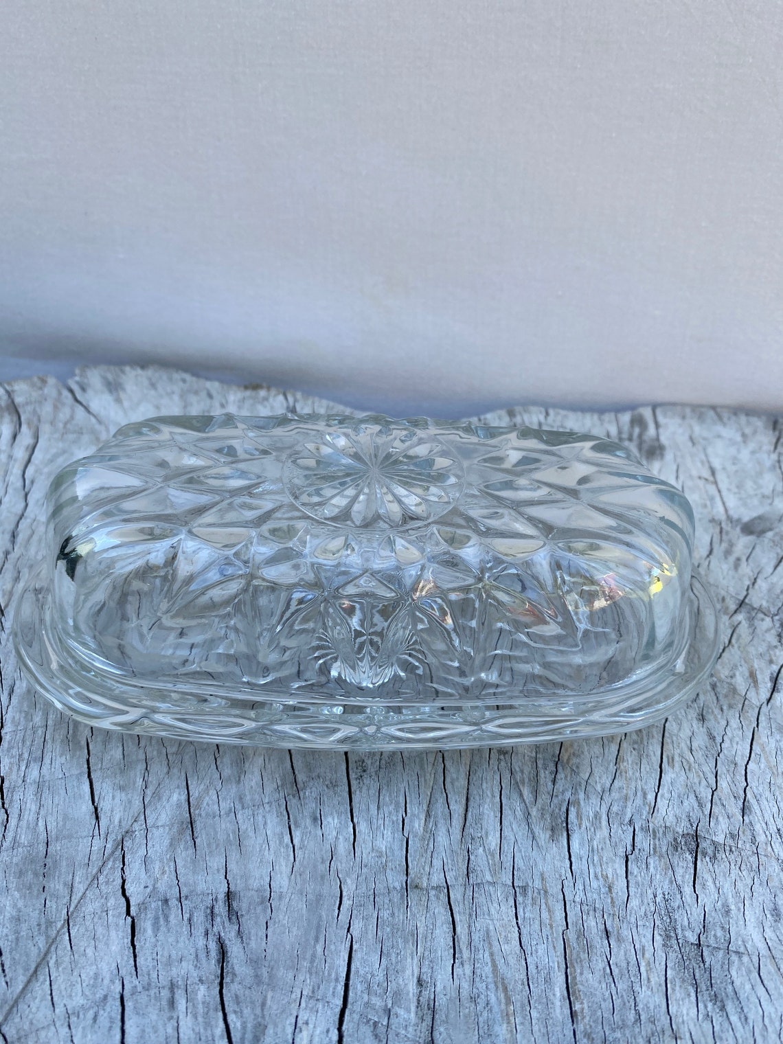 Vintage Clear Glass Butter Dish Butter Dish With Lid Oval Etsy