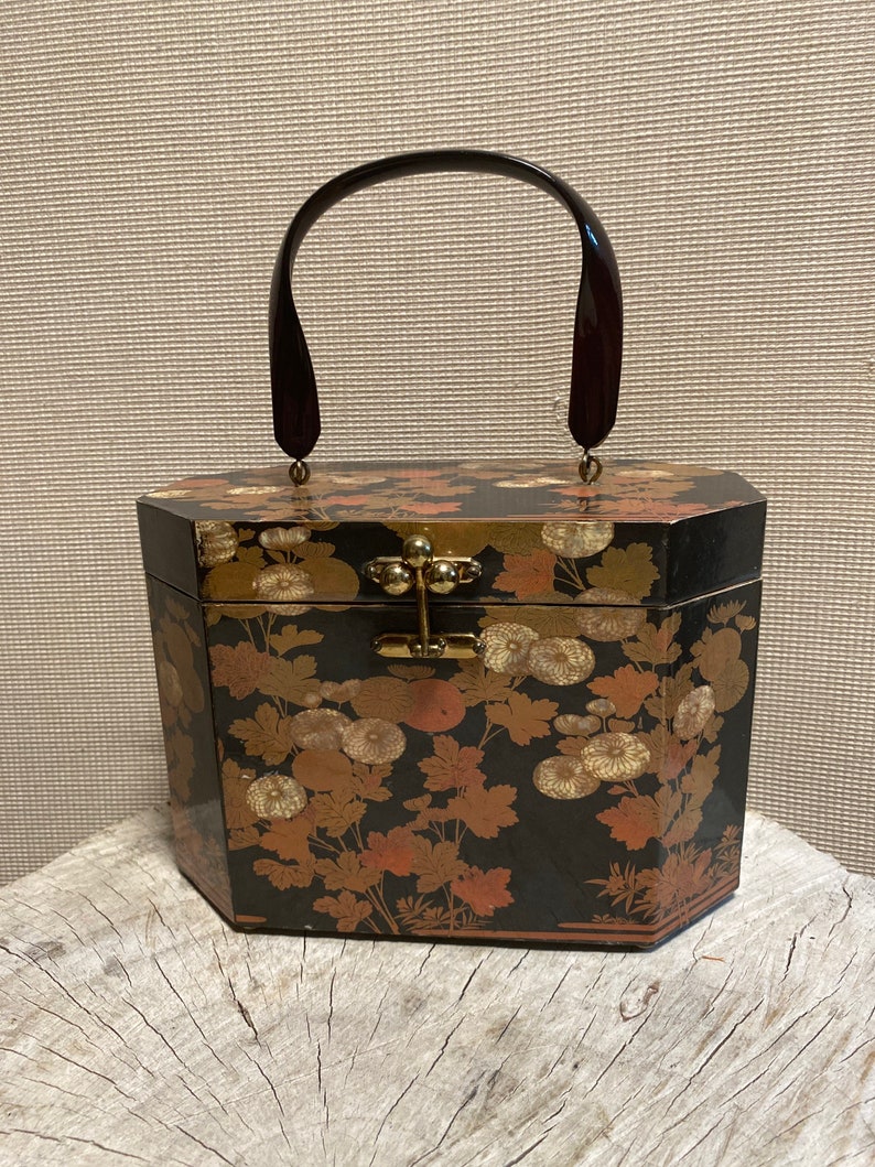 Billie Ross of the Palm Trees Box Purse Vintage Decor Top Handle Bags