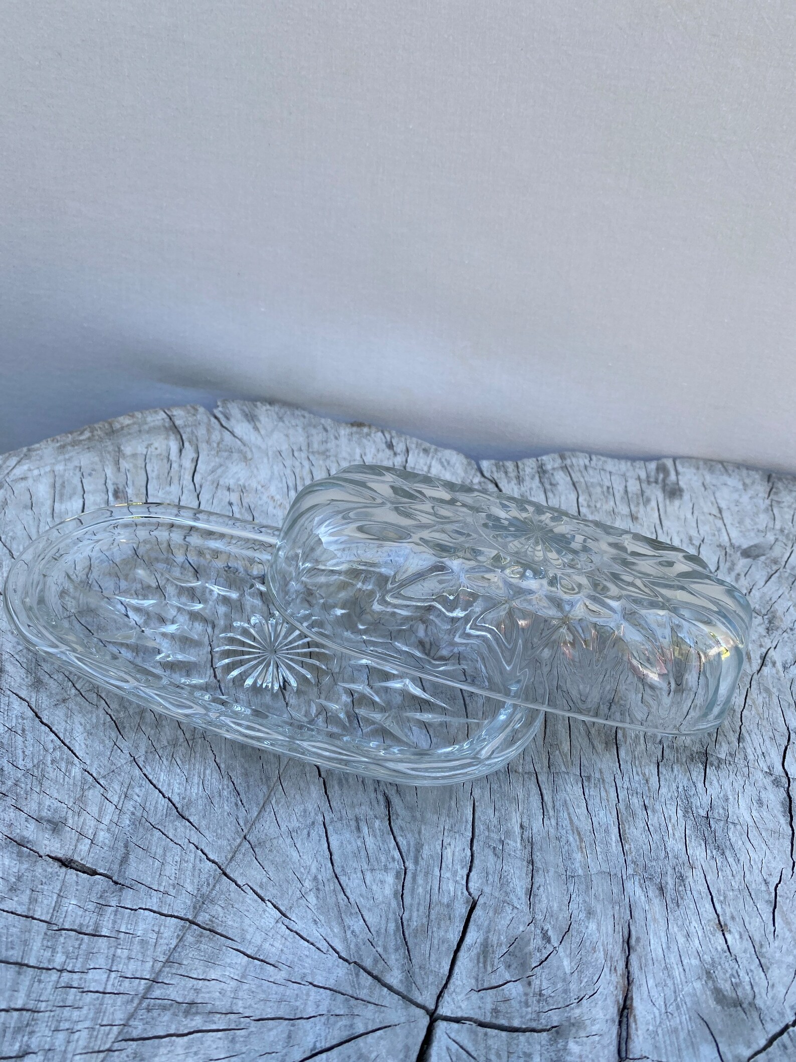Vintage Clear Glass Butter Dish Butter Dish With Lid Oval Etsy