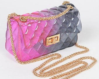 multi colored jelly bag pink and black