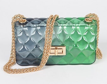 Multi colored Jelly bag Green and Black
