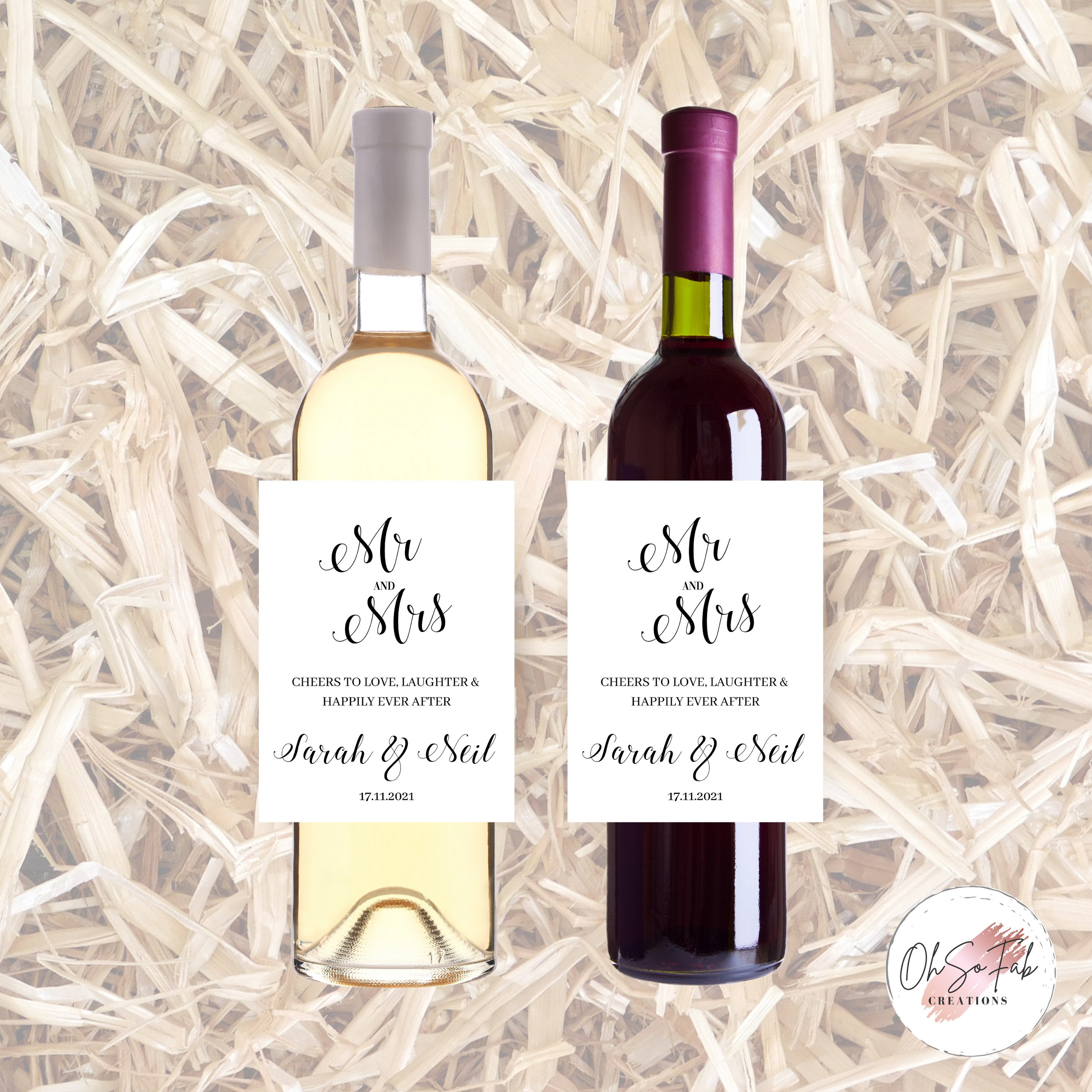 Wedding Wine Bottle Label Wedding Gift Personalised Wine Etsy