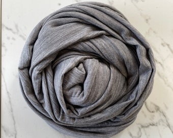 Wool Fabric 100% Merino Wool Knit by the Yard Soft Stretch Natural Wool Jersey Fabric Sewing Everyday Wear Clothes-  Heather Gray MT048W