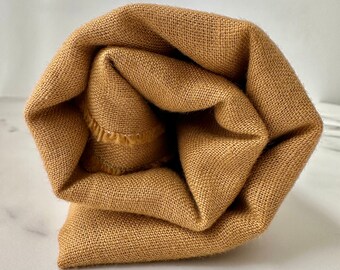 Linen Fabric by The Yard. Certified European Flax & OEKO-Tex 100. Mid weight Softened Woven Linen from U.S.A. Seller- Toffee LN-TOF