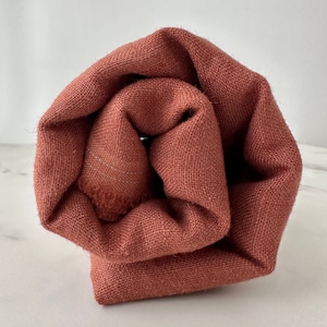 Linen Fabric by The Yard. Certified European Flax & OEKO-Tex 100. Mid weight Softened Woven Linen from U.S.A. Seller- Terracotta LN-TER