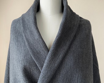 Merino Wool Blend Fabric with Lycra 4 Way Stretch Ponte Knit Interlock 350gsm - Charcoal Heather EZ19