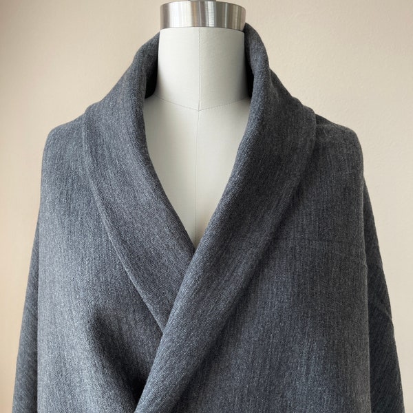 Merino Wool Blend Fabric with Lycra 4 Way Stretch Ponte Knit Interlock 350gsm - Charcoal Heather EZ19