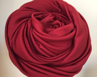 Merino Wool Rib Knit Fabric by the Yard New Zealand Natural Wool Textile - Ruby Red MW031